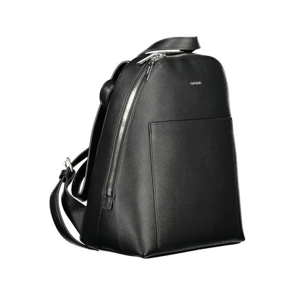 Calvin Klein Black Polyethylene Backpack with adjustable straps, external and internal pockets, zip closure, and logo
