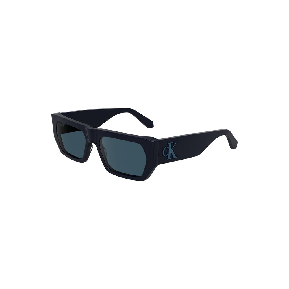 Calvin Klein Blue Acetate Women Sunglasses with rectangular blue-tinted lenses and stylish design.