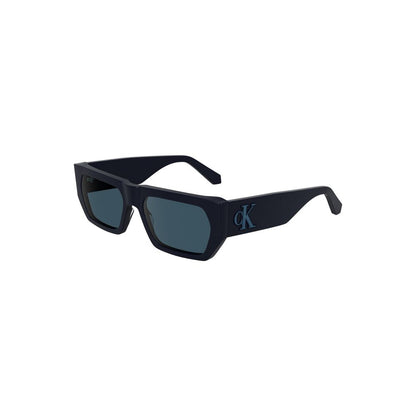 Calvin Klein Blue Acetate Women Sunglasses with rectangular blue-tinted lenses and stylish design.