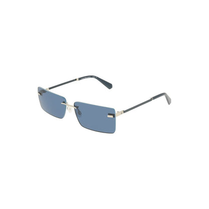 Calvin Klein Blue Metal Women Sunglass with sleek rectangular blue lenses and metal frames, perfect for stylish trendsetters.
