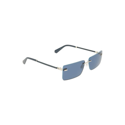 Calvin Klein Blue Metal Women Sunglass with sleek rectangular frames and stylish blue lenses, perfect for modern sophistication.