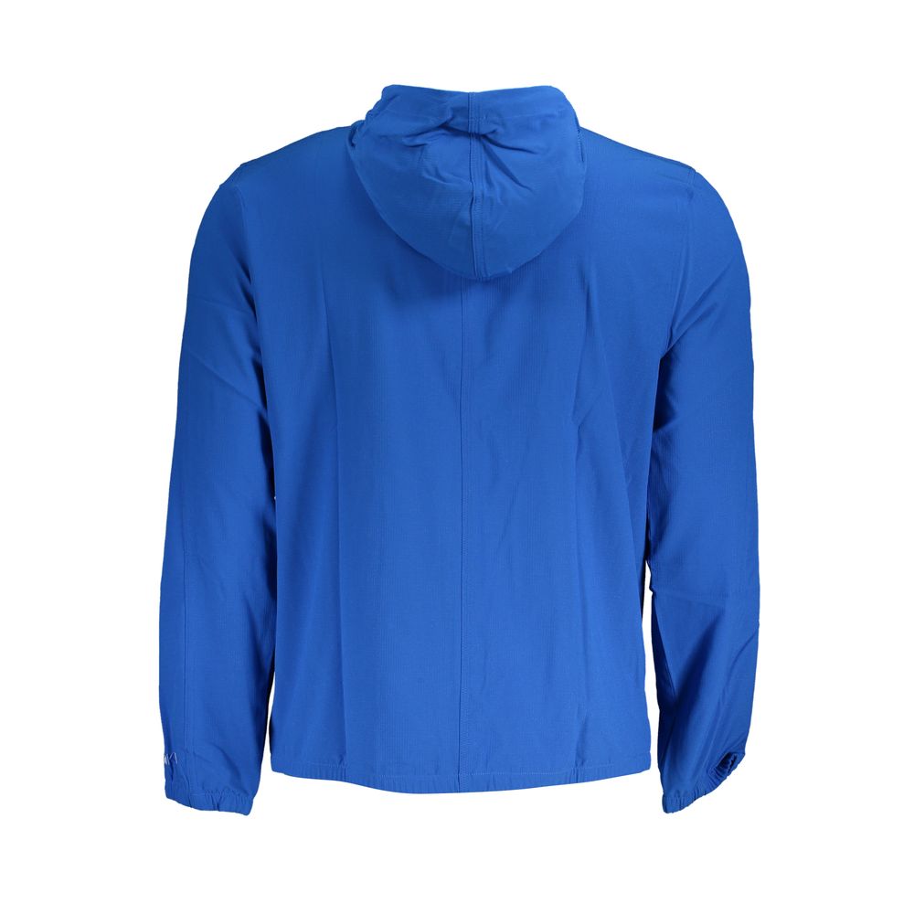 Calvin Klein Blue Polyester Men's Sport Jacket with hood and stylish back view.