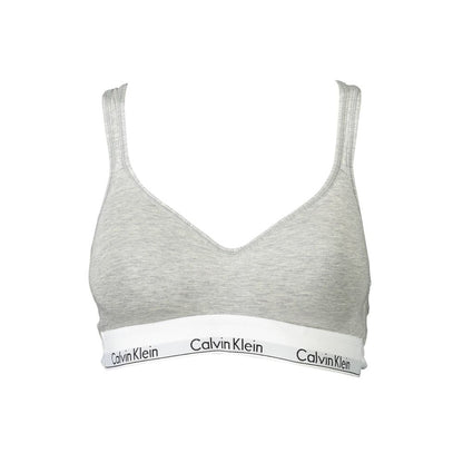 Calvin Klein Brown Cotton Women Bralette with chic crossed straps, iconic logo, and elastic design for comfort and style.