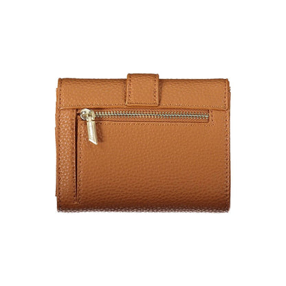 Calvin Klein Brown Polyester Women Wallet with zipper pocket, sleek design, and logo closure for stylish organization.