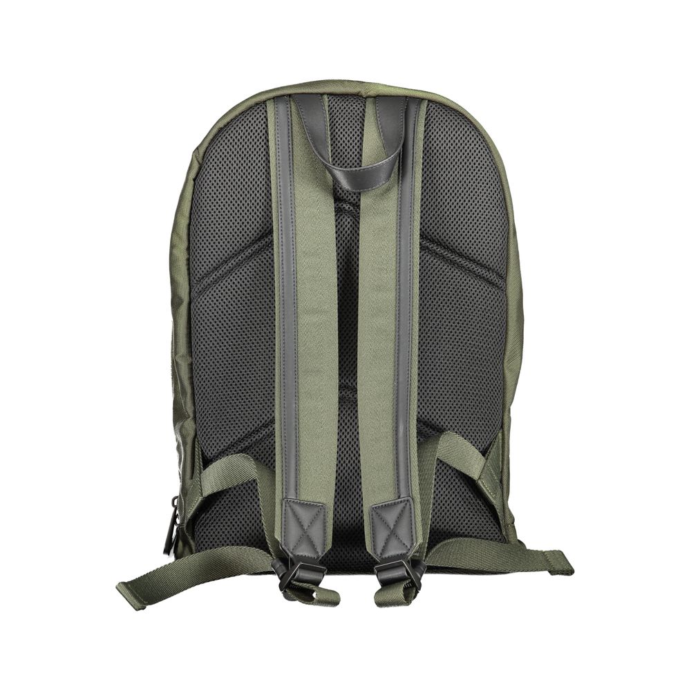 Back view of Calvin Klein Green Polyester Backpack with adjustable straps and water-repellent material.