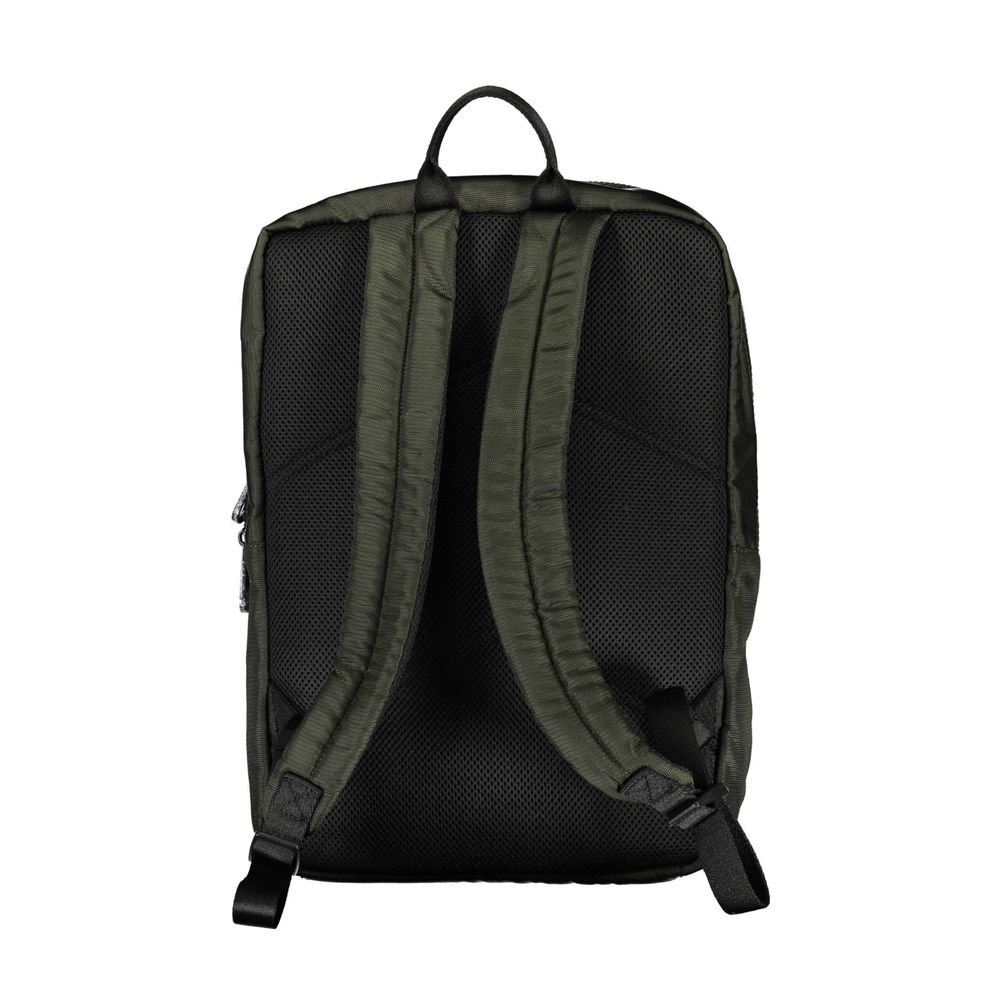 Back view of Calvin Klein Green Polyester Men Backpack with adjustable straps and sleek design.