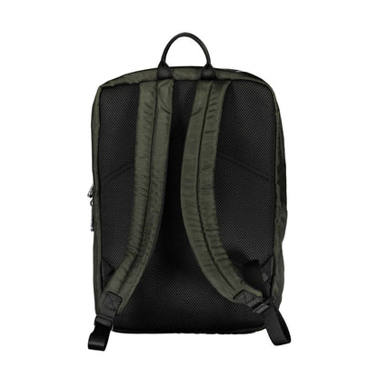 Back view of Calvin Klein Green Polyester Men Backpack with adjustable straps and sleek design.