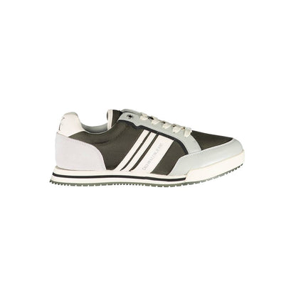 Calvin Klein Green Polyester Men Sneaker with luxury logo and bold contrasting design, perfect for modern men seeking style and comfort.