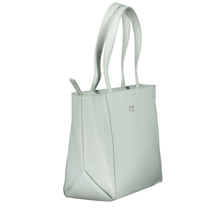 Calvin Klein Light Blue Polyethylene Women Handbag with shoulder straps and zip closure.