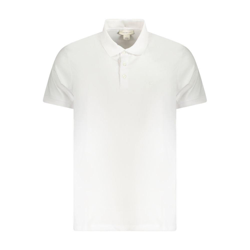 Calvin Klein White Cotton Men Polo Shirt for timeless elegance and comfort, featuring understated embroidery and iconic logo.