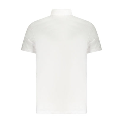 Calvin Klein White Cotton Men Polo Shirt - back view, shows classic fit and premium fabric, ideal for sophisticated and elegant style.