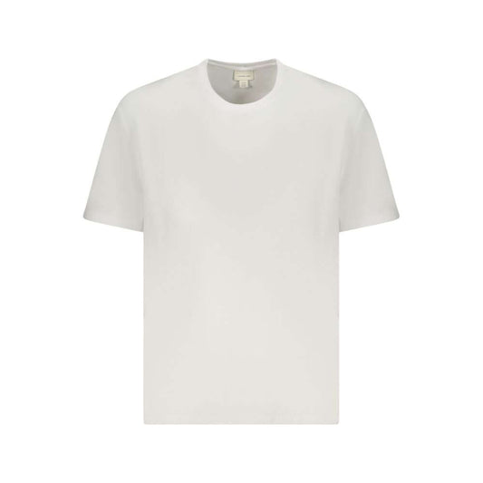 Calvin Klein White Cotton Men T-Shirt with embroidery and iconic logo, short sleeves, and crew neck, offering comfort and style.