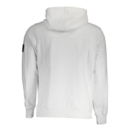 Calvin Klein White Cotton Men's Sweater featuring a minimalist back design with long sleeves and a comfortable hood.