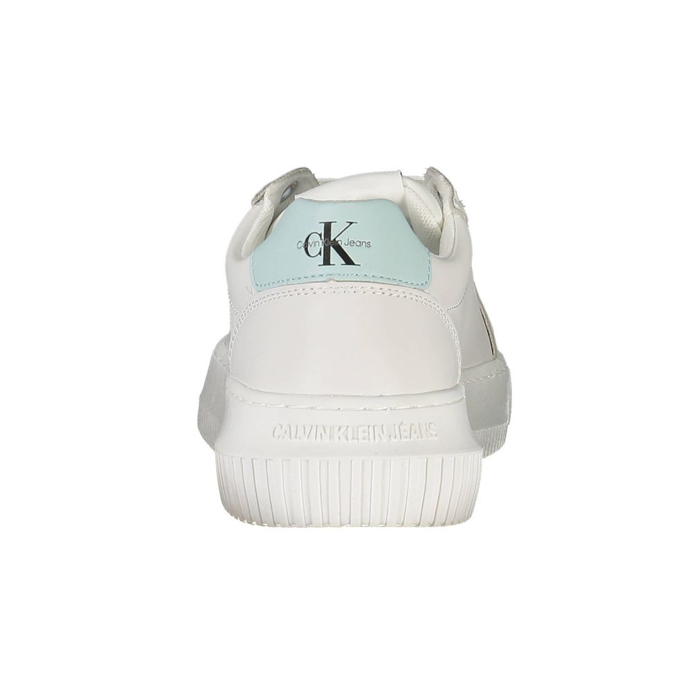 Back view of Calvin Klein White Recycled Polyester Women Sneaker with logo
