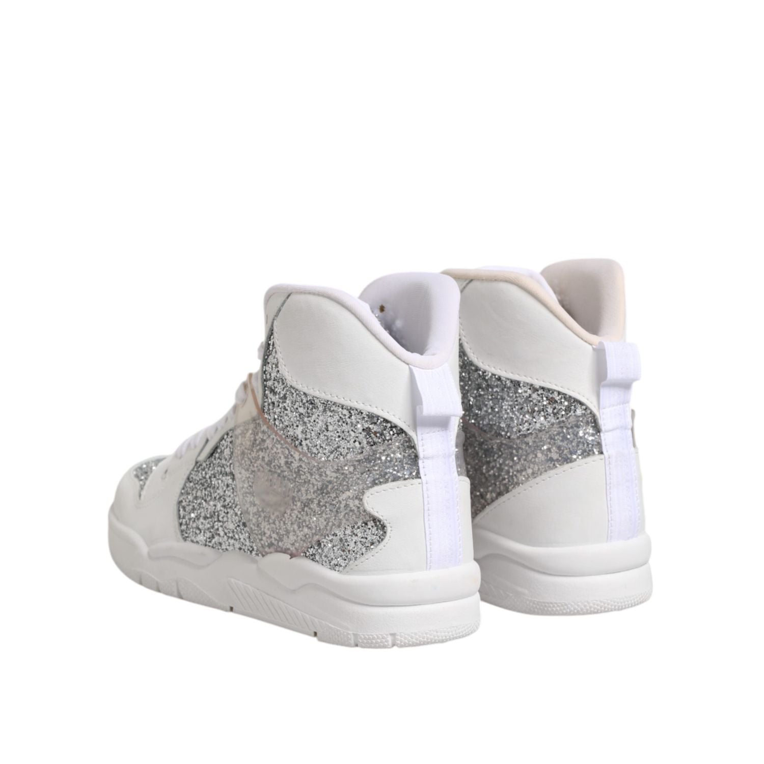 Chiara Ferragni White Silver High Top Women Sneakers Shoes