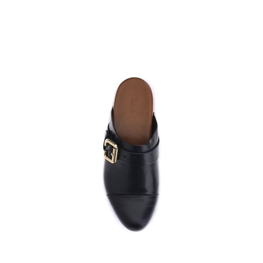 Chloé Black Calf Leather Bos Taurus Clogs