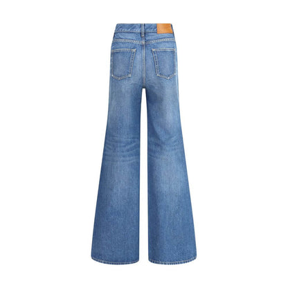 Back view of Chloé Blue Cotton Flared Jeans with five-pocket design.