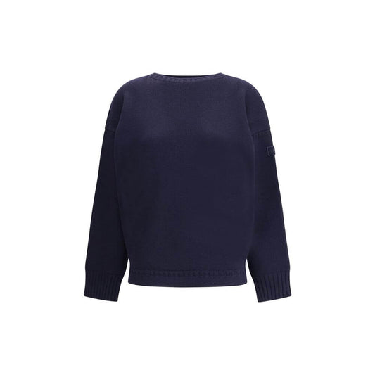 Chloé Blue Wool Sweatshirt showcasing luxury knitwear with a relaxed oversized design, ribbed cuffs, and a subtle logo on the sleeve.