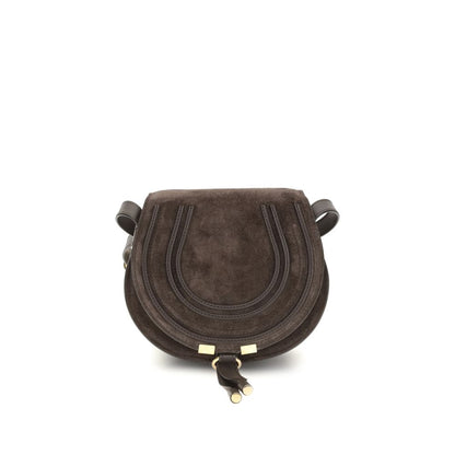 Chloé Brown Calf Leather Bos Taurus Shoulder Bag with iconic saddle stitching and adjustable strap