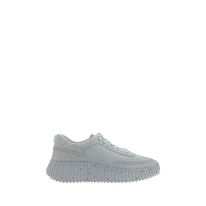 Chloé White Calf Leather Bos Taurus Platform Sneakers
