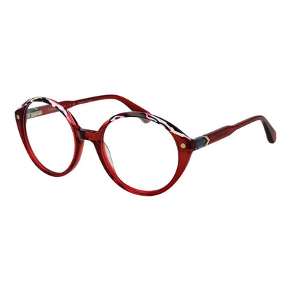 Christian Lacroix Beige Acetate Glasses (Frames) with round full-rim design in red acetate, perfect for women seeking stylish eyewear.