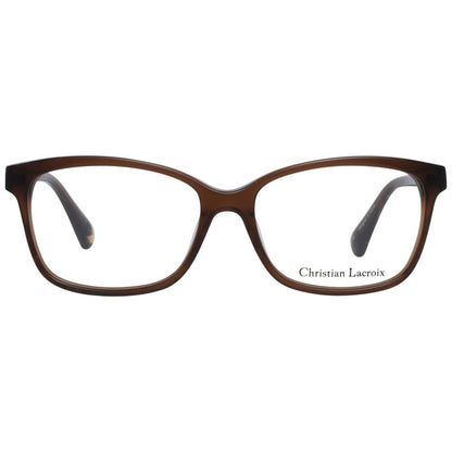 Christian Lacroix Brown Plastic Glasses (Frames), women's trapezium style, full-rim, size 53-15-140 mm, with branded case.