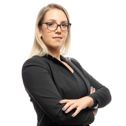 Woman wearing Christian Lacroix Brown Plastic Glasses (Frames) with arms crossed