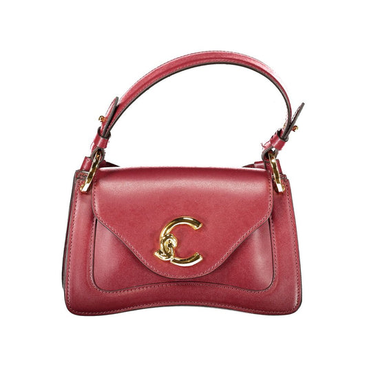 Coccinelle Red Leather Women Handbag with gold accents and adjustable strap, showcasing Italian craftsmanship and versatile style.