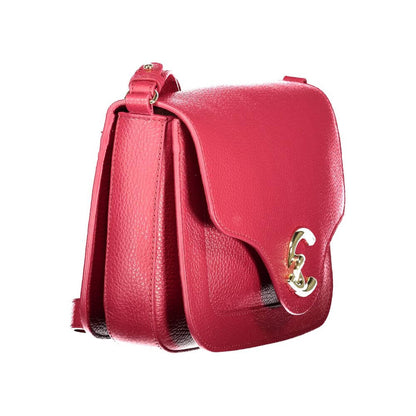 Coccinelle Red Polyethylene Handbag featuring adjustable shoulder strap and automatic closure with logo detail