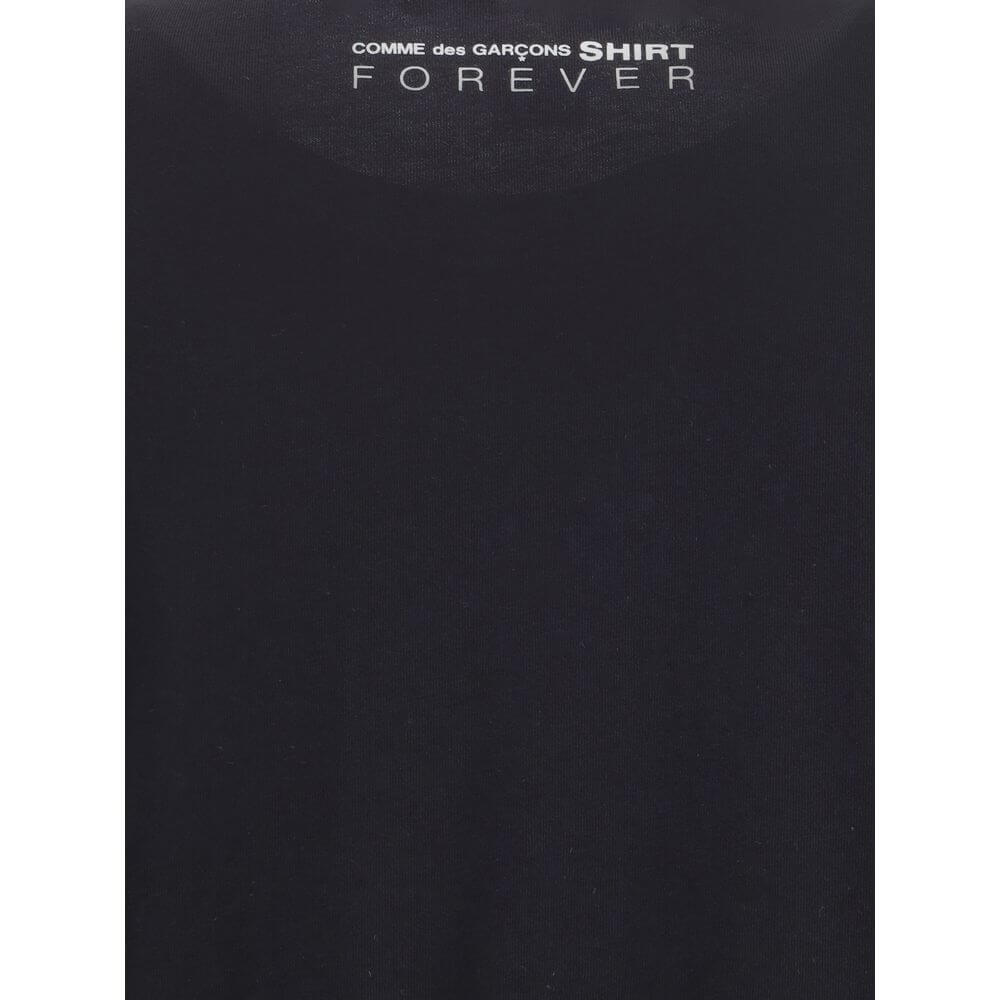 Comme Des Garçons Black Cotton T-Shirt with printed back logo, crew neck, short sleeves, AW25, 100% cotton, regular fit.