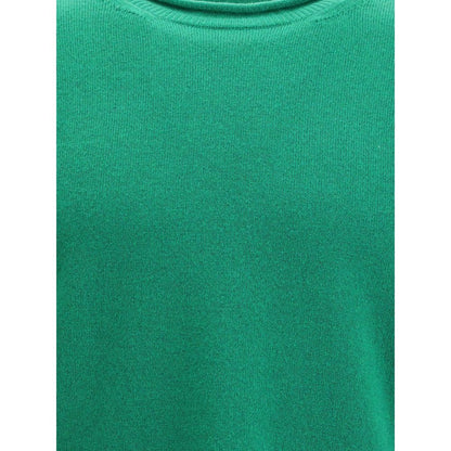 Comme Des Garçons Green Wool Sweatshirt with ribbed knit texture, round neckline, ideal for everyday elegance. Perfect for AW25 season.