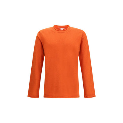 Comme Des Garçons Orange Wool Sweatshirt with long sleeves and ribbed knit design.
