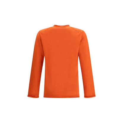 Comme Des Garçons Orange Wool Sweatshirt with long sleeves, ribbed texture, and round neckline, crafted from 100% wool for AW25.
