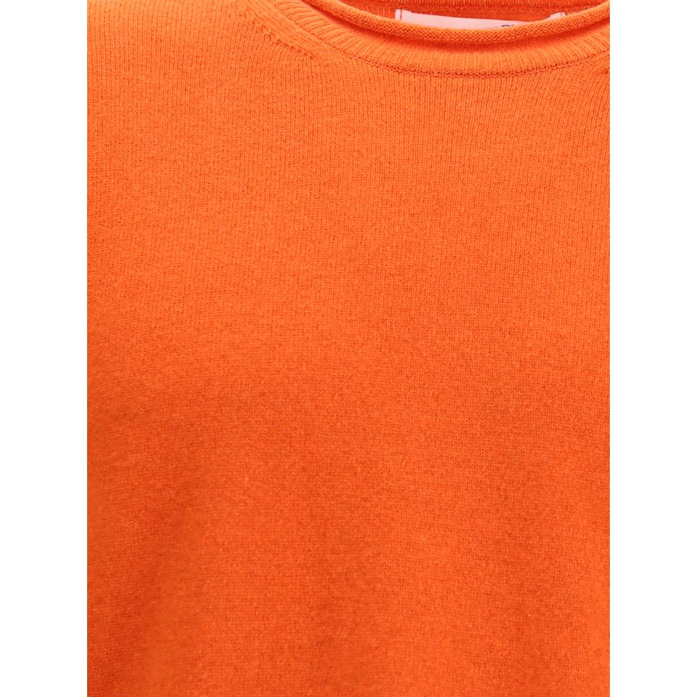 Comme Des Garçons Orange Wool Sweatshirt, ribbed knit with round neckline and long sleeves, AW25, 100% wool, elegant design