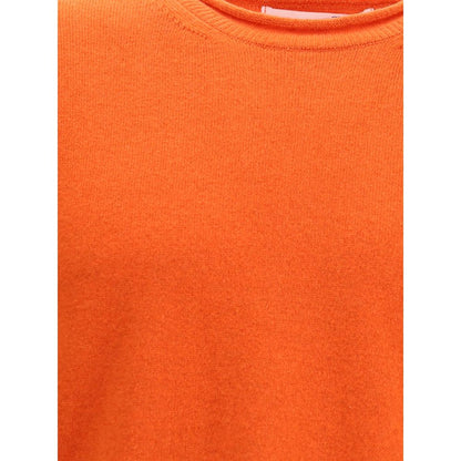 Comme Des Garçons Orange Wool Sweatshirt, ribbed knit with round neckline and long sleeves, AW25, 100% wool, elegant design