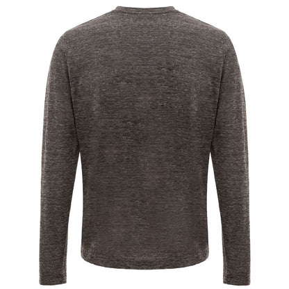 Back view of Corneliani Gray Wool T-Shirt, long-sleeve crew neck, made from wool blend, Italian craftsmanship.