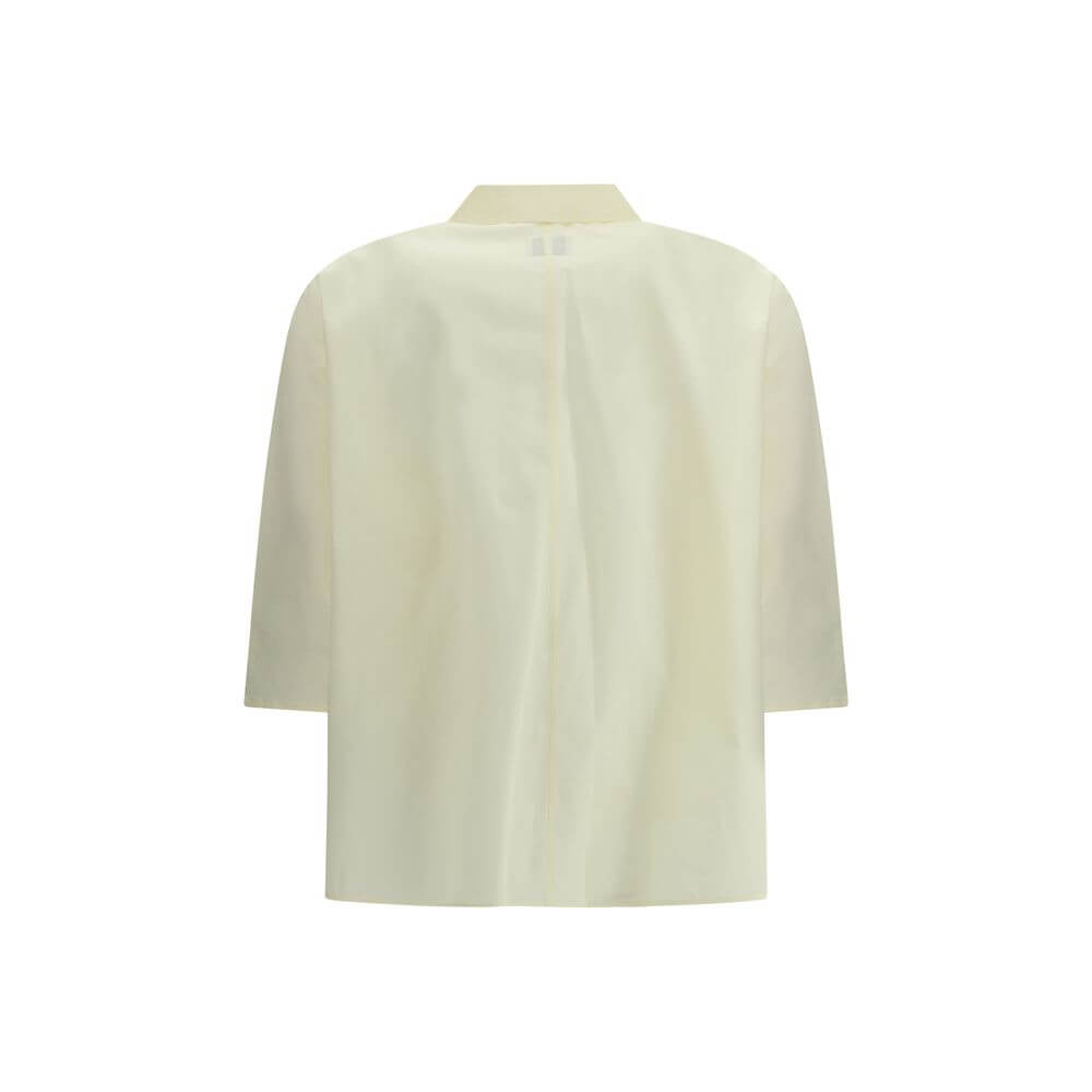 Back view of Cruna Yellow Cotton Blouse with classic collar and 3/4 sleeves, ideal for versatile and elegant styling.