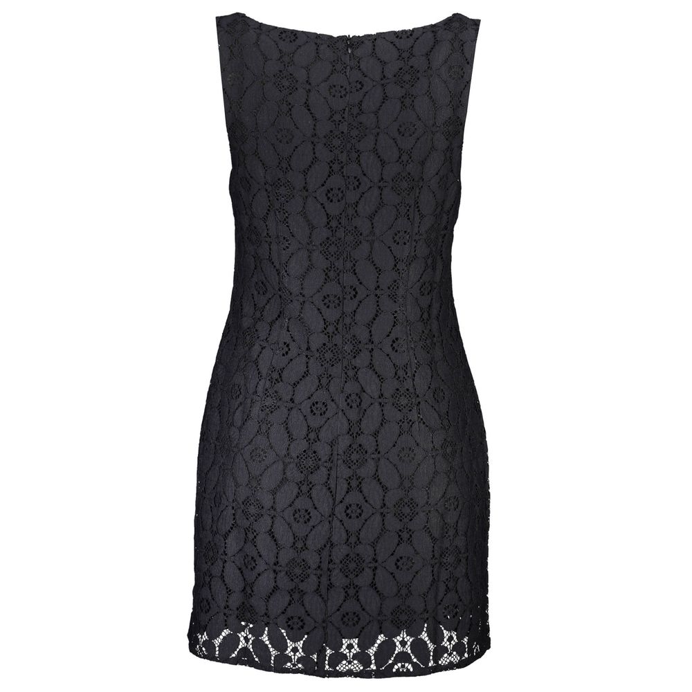 Desigual Black Polyester Women Dress with sleeveless design, square neckline, back zipper, and contrasting details