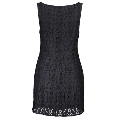 Desigual Black Polyester Women Dress with sleeveless design, square neckline, back zipper, and contrasting details