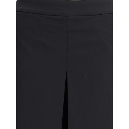 Di Stavnitser Black Polyester Casual Pants with wide leg and high waist design showing sleek silhouette.