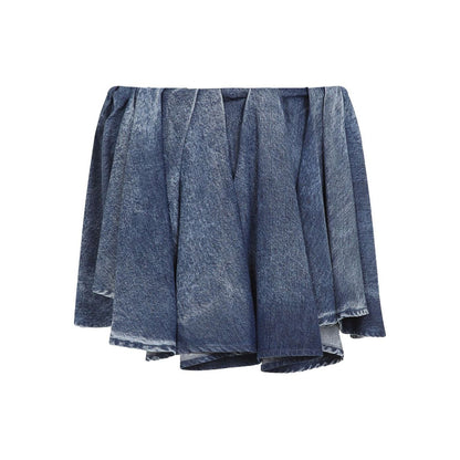 Diesel Asymmetric Mini Skirt in Blue Short trousers