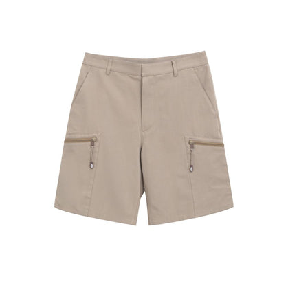 Dior Beige Cotton Cargo Shorts with side and back pockets, velcro closure, zipper details, 55% cotton, 45% polyester.