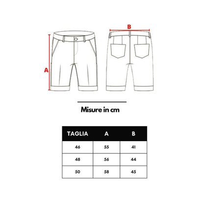 Size chart for Dior Beige Cotton Cargo Shorts with measurements A and B in centimeters, including graphic outline of shorts.