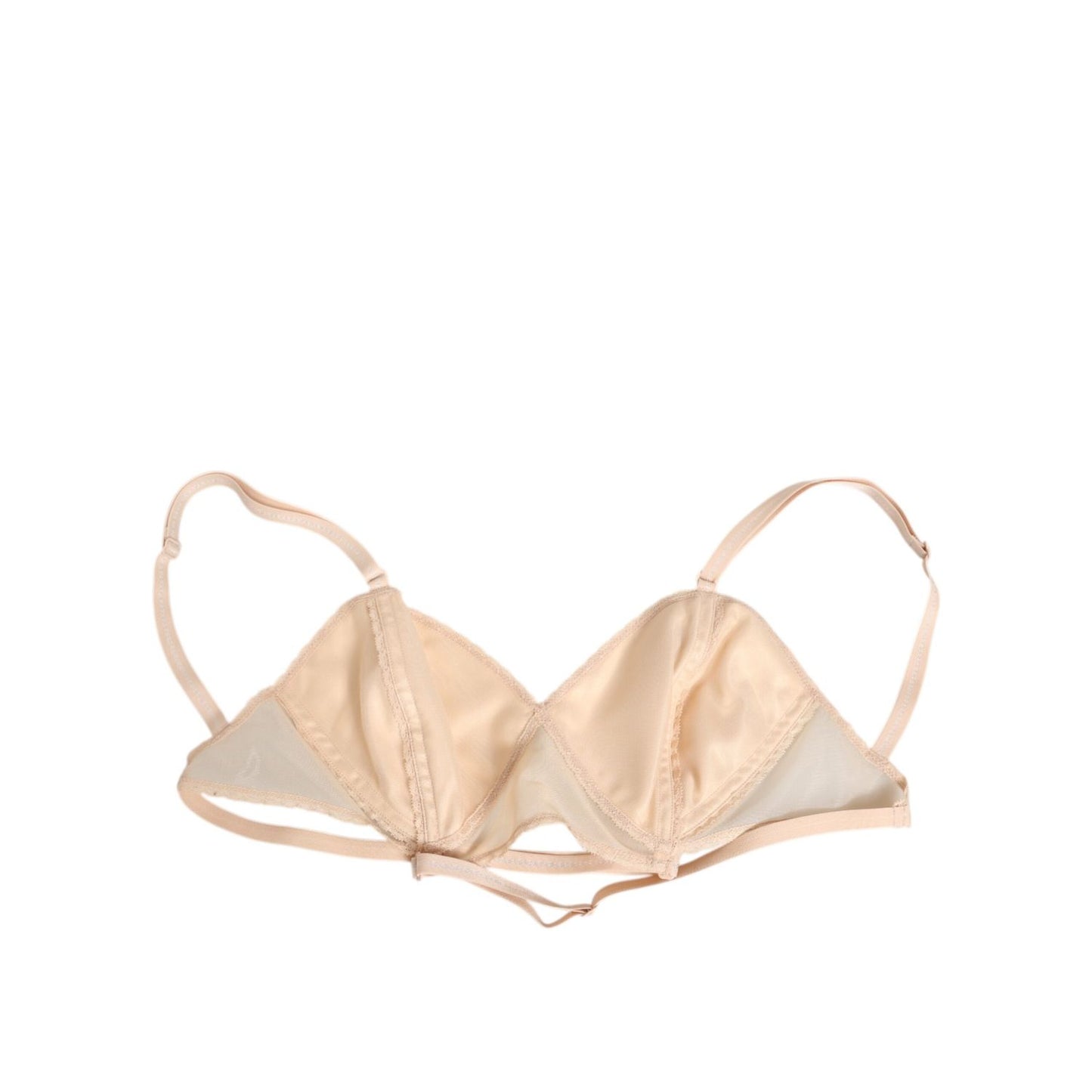 Dolce & Gabbana Beige Nylon Triangle Soft Cup Brassiere Underwear with minimal aesthetic and logo details.