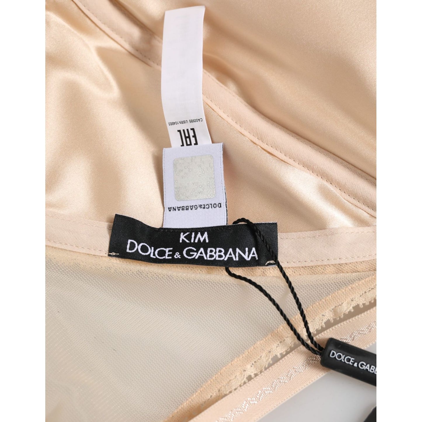 Dolce & Gabbana Beige Nylon Triangle Soft Cup Brassiere Underwear with logo details and tag label.