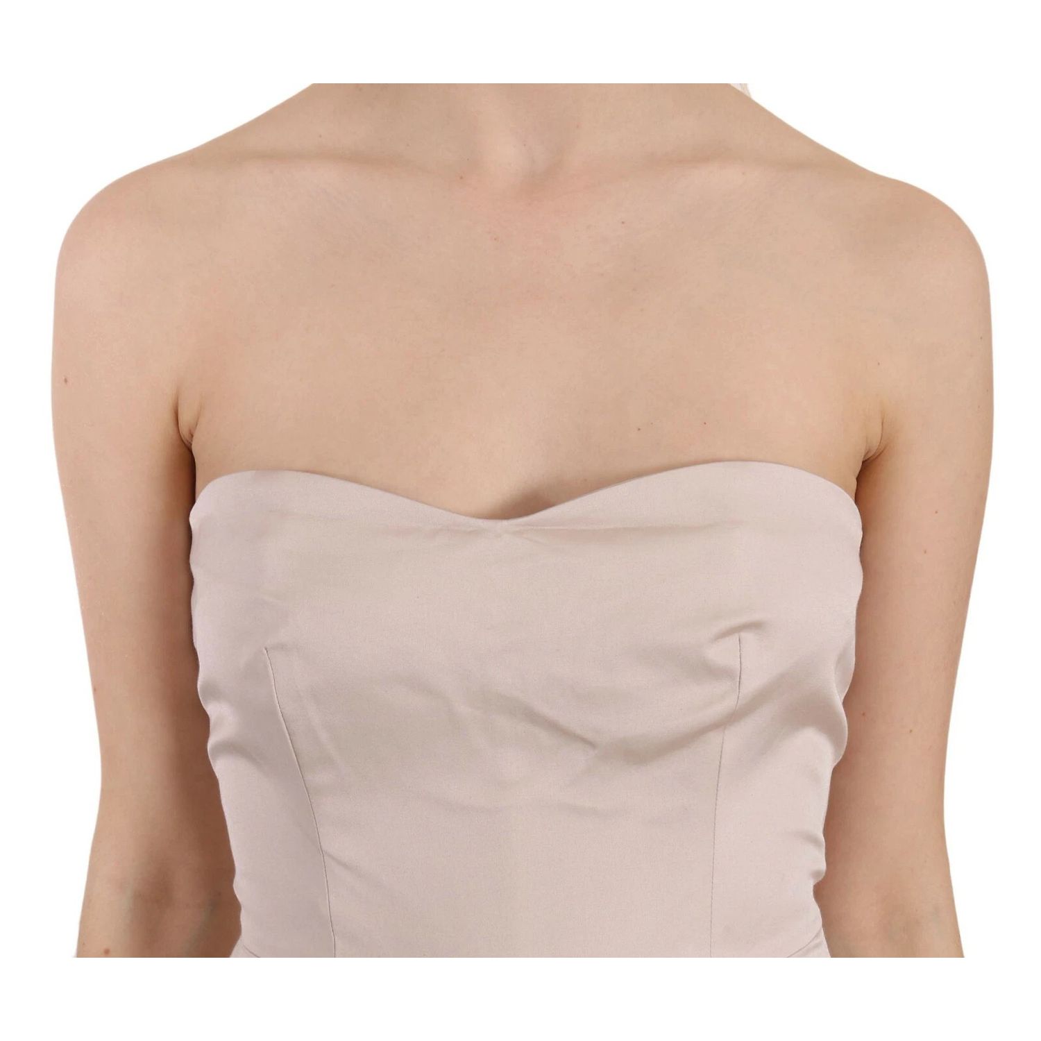 Dolce & Gabbana Beige Sequined Flower Flare Ball Gown Dress