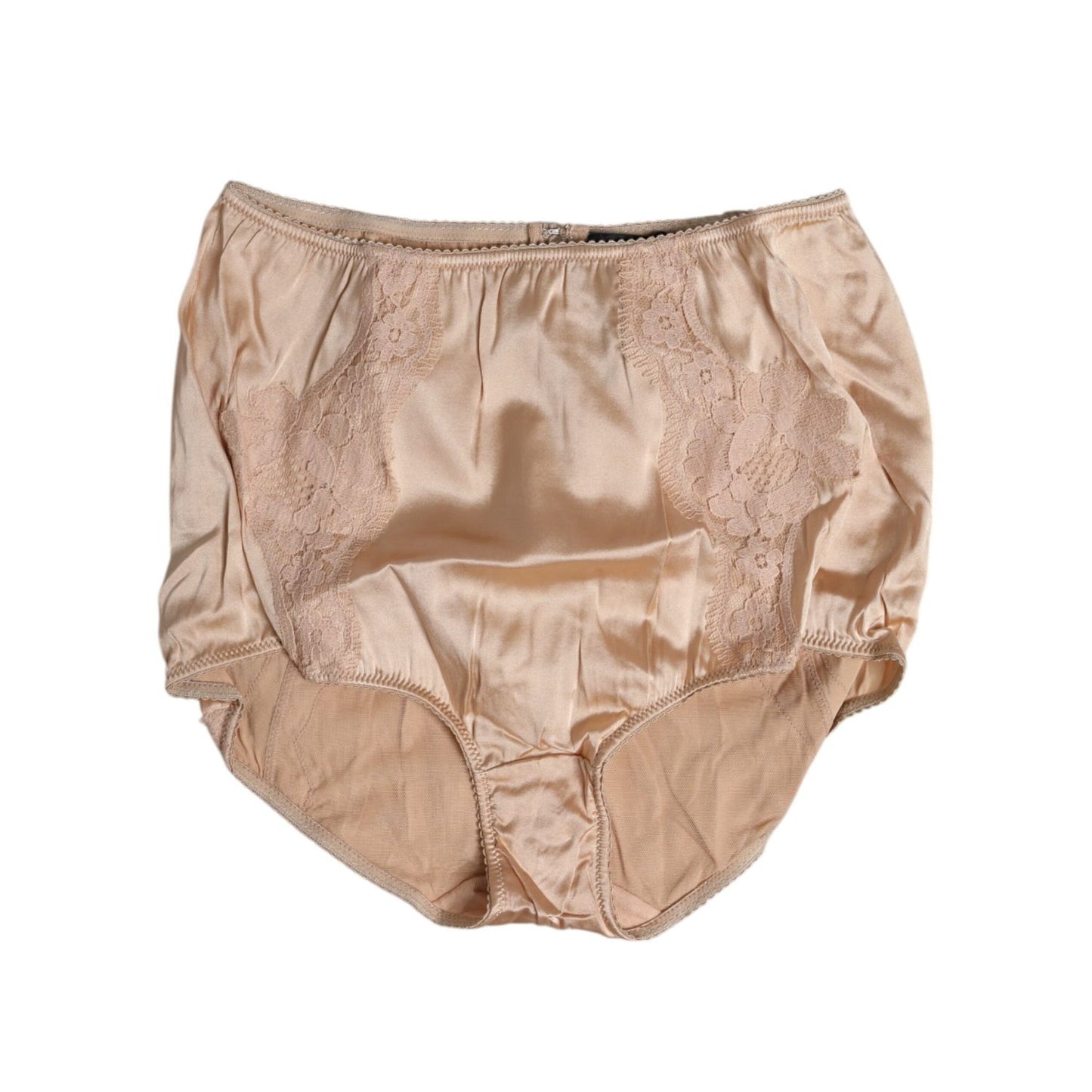 Dolce & Gabbana Beige Silk Lace High Waist Bikini Panty Underwear