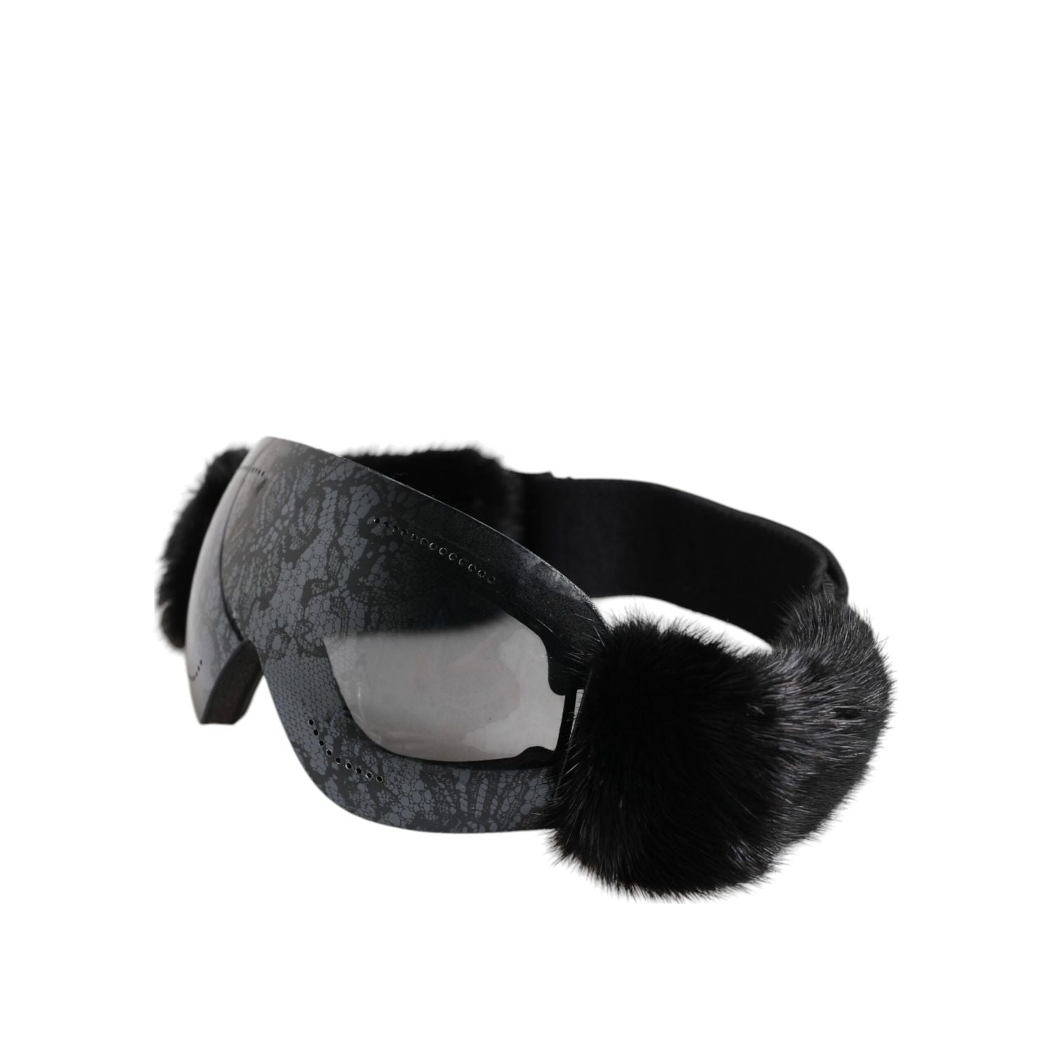 Dolce & Gabbana Black Bi0759 Lace Mirrored Ski Goggles Mask Sunglasses