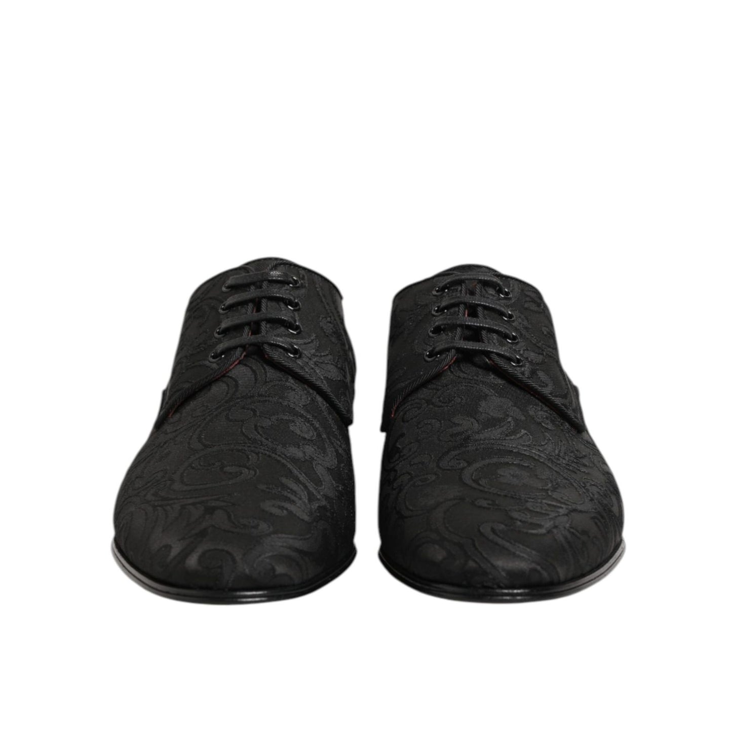 Dolce & Gabbana Black Brocade Lace Up Derby Men Dress Shoes