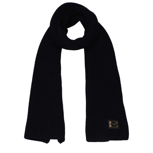 Dolce & Gabbana Black Cashmere Scarf with logo badge, casual style, made of 100% cashmere, measurements 28x200 cm.